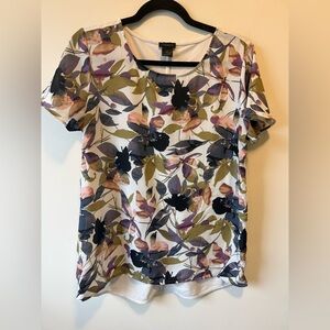 Ann Taylor Factory Multicolor Floral Short Sleeve Top